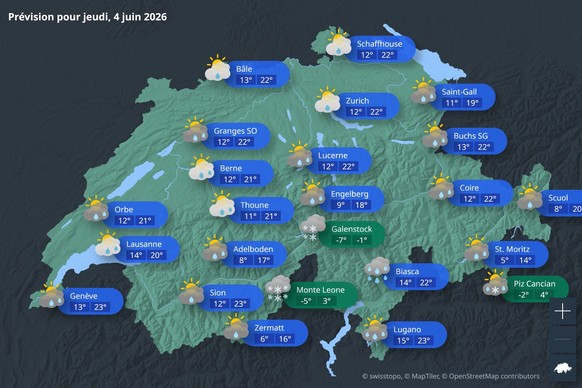 Des averses et perturbations locales sont à prévoir un peu partout en Suisse.