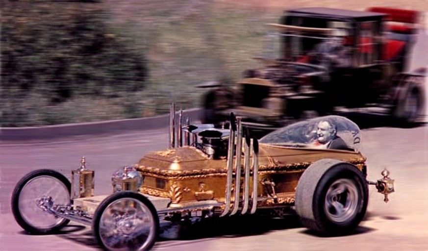George Barris&amp;#039; &amp;quot;Drag-U-La&amp;quot; from The Munsters TV series.
https://www.drivingline.com/articles/george-barris-1925-2015-kustom-kulture-original/