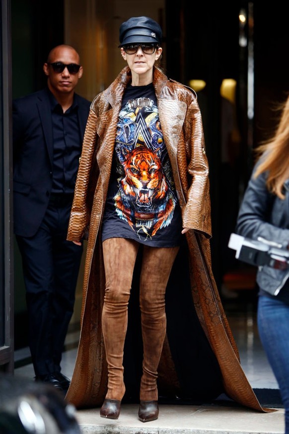 Canadian singer Celine Dion leaves her hotel in Paris, France, on june 28, 2017. (Photo by Mehdi Taamallah/NurPhoto via Getty Images)