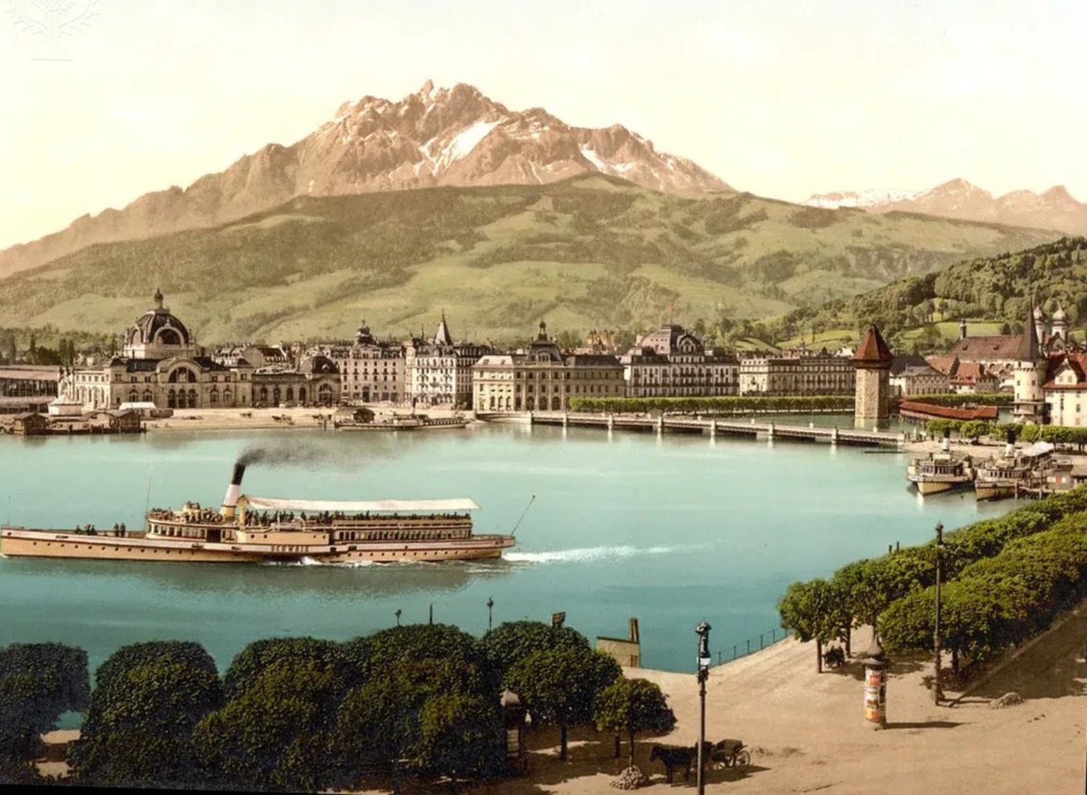 Vue de Lucerne et du Pilate, 19e siècle.