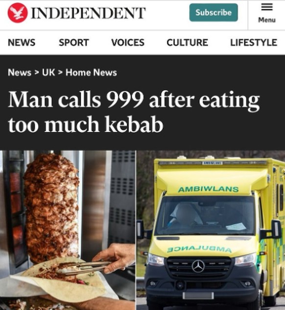 fail: Mann isst zu viel Kebab