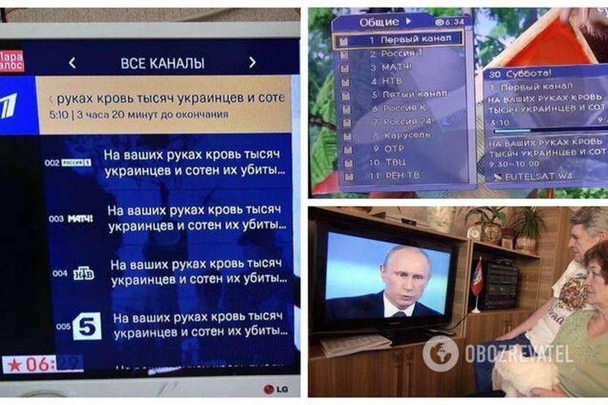 Sur les journaux télévisés russes, on y voit des messages de hackers anti-guerre