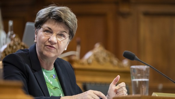 Bundesraetin Viola Amherd spricht zur Kleinen Kammer, an der Sommersession der Eidgenoessischen Raete, am Donnerstag, 1. Juni 2023 im Staenderat in Bern. (KEYSTONE/Alessandro della Valle)