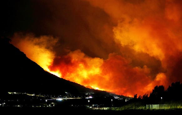 A general view of a wildfire near Omis, southern Croatia early Friday, Aug. 14, 2026. (AP Photo/Jakov Prkic)
Croatia Extreme Weather Wildfires