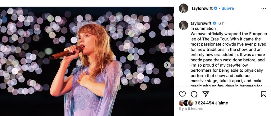 Taylor Swift a pris la parole sur Instagram.
