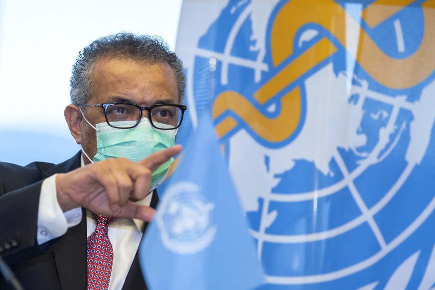 Tedros Adhanom Ghebreyesus, directeur general de l&#039;OMS souhaite la bienvenue dans son discours au conseiller federal Alain Berset, lors de sa visite du siege de l&#039;Organisation mondiale de la ...