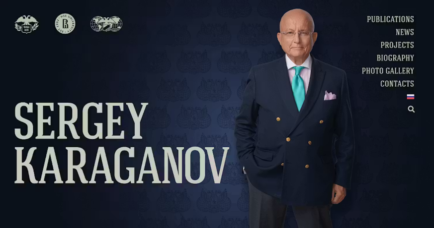 Capture d’écran de la page d’accueil du site Internet de Sergueï Karaganov