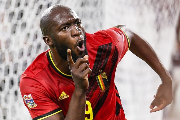 Belgium&#039;s Romelu Lukaku celebrates after scoring his side&#039;s second goal during the UEFA Nations League semifinal soccer match between Belgium and France at the Juventus stadium, in Turin, It ...