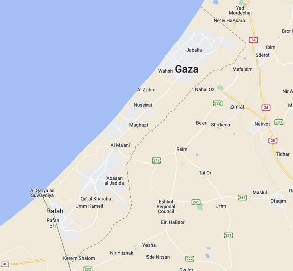 Ici, la bande de Gaza.