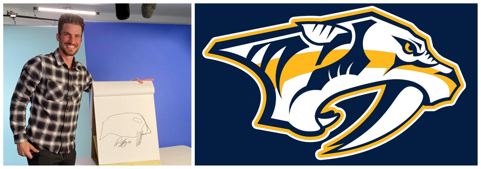 Le Bernois a tenté de dessiner le logo des Nashville Predators.