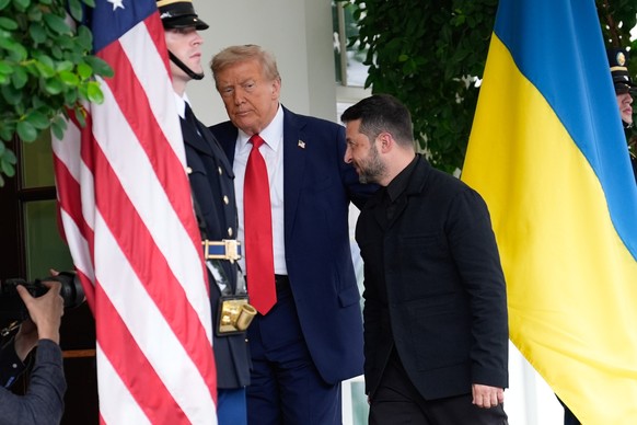 U.S. President Donald Trump welcomes Ukraine President Volodymyr Zelensky to the West Wing of the White House on August 8, 2025 in Washington, D.C. Trump is hosting Zelensky and other European leaders ...