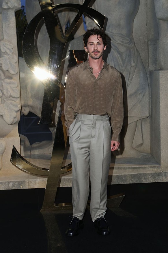 Logan Lerman at the Saint Laurent fashion show as part of Spring/Summer 2026 Paris Fashion Week held at Fontaine du Trocadéro on September 29, 2025 in Paris, France. (Photo by River Callaway/WWD via G ...