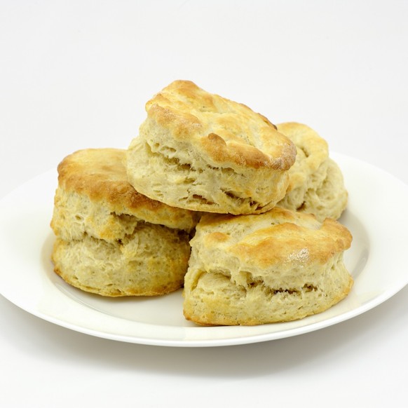 Freshly baked plain white scones.