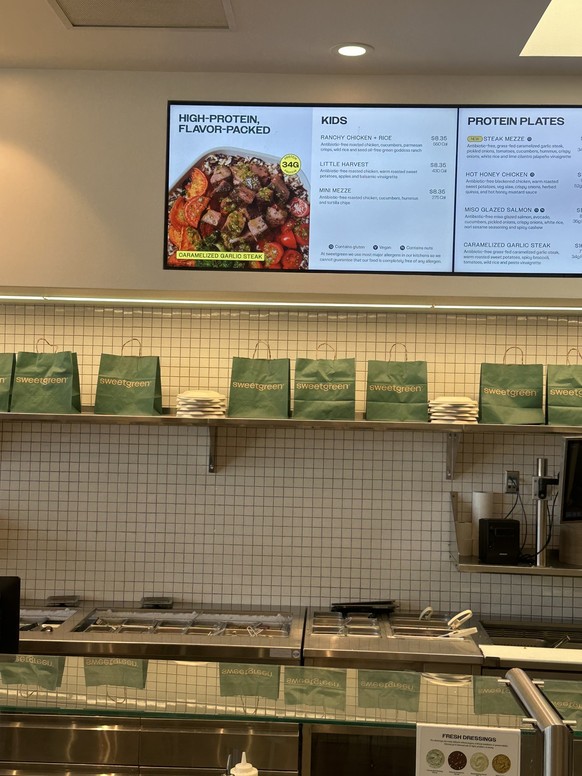 Le menu de Sweetgreen, à St. Petersburg.