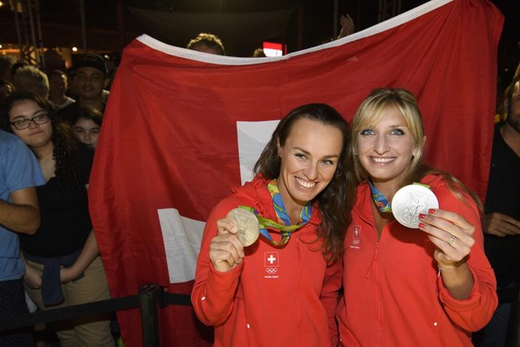 Le duo Bacsinszky/Hingis à Rio en 2016. Une image qu'on aimerait bien revoir avec Bencic et Golubic, avec pourquoi pas de l'or à la place de l'argent!