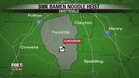Ramen Heist of 2018 - Fayette County, Georgia, USA. 
https://x.com/fox5dc/status/1029724991590461440/photo/1