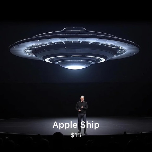 Fake-Apple-Produkt, mit falschem Tim Cook, KI-generiert. (Juni 2023)