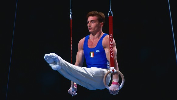 Chechi of Italy during his routine on the parallel bars. (Photo by Franck Seguin/Corbis/VCG via Getty Images)