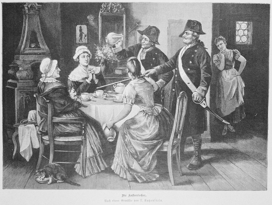 Die Kaffeeriecher, based on a painting by L. Katzenstein
https://en.wikipedia.org/wiki/Coffee_sniffers