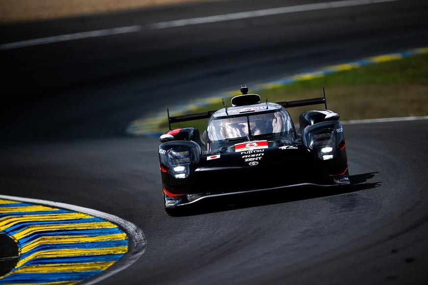 LE MANS, FRANCE - JUNE 15: The #08 Toyota Gazoo Racing GR010 Hybrid of Sebastien Buemi, Brendon Hartley, and Ryo Hirakawa in action during the Le Mans 24 Hour Race on June 15, 2025 in Le Mans, France. ...