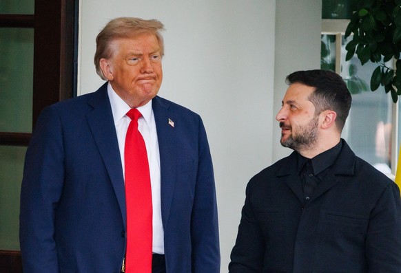U.S. President Donald Trump welcomes Ukraine President Volodymyr Zelensky to the West Wing of the White House on August 8, 2025 in Washington, D.C. Trump is hosting Zelensky and other European leaders ...
