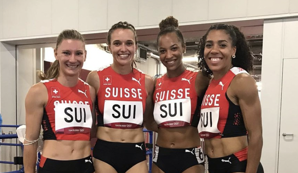 Le relais suisse aux Jeux de Tokyo avec, de gauche à droite: Del Ponte, Dietsche, Kora et Kambundji.