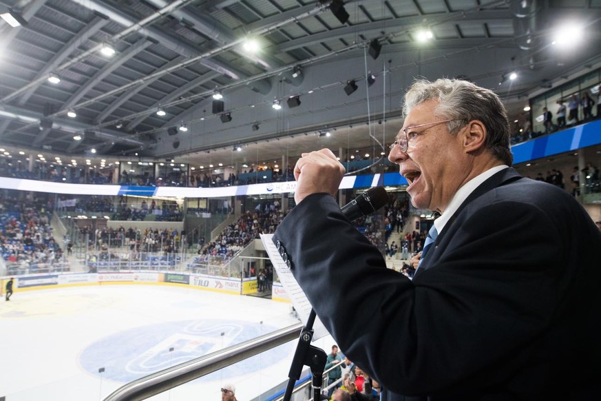 Ambri&#039;s president Filippo Lombardi, during the match of National League Swiss Championship 2021/22 between HC Ambri Piotta and HC Fribourg-Gotteron at the ice stadium Gottardo Arena, Switzerland, ...