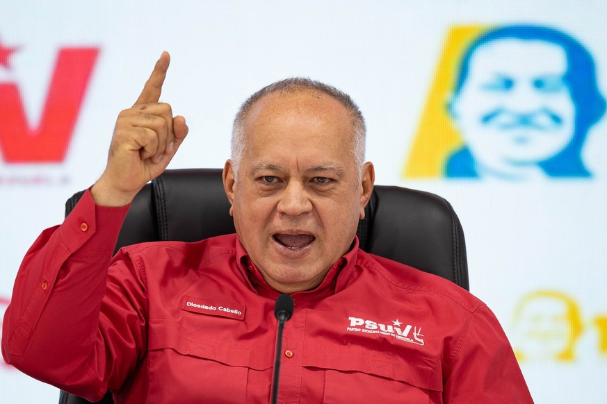epa12623014 (FILE) - Venezuelan Minister of Interior and Justice Diosdado Cabello speaks during a press conference organized by the ruling United Socialist Party (PSUV) party, in Caracas, Venezuela, 2 ...