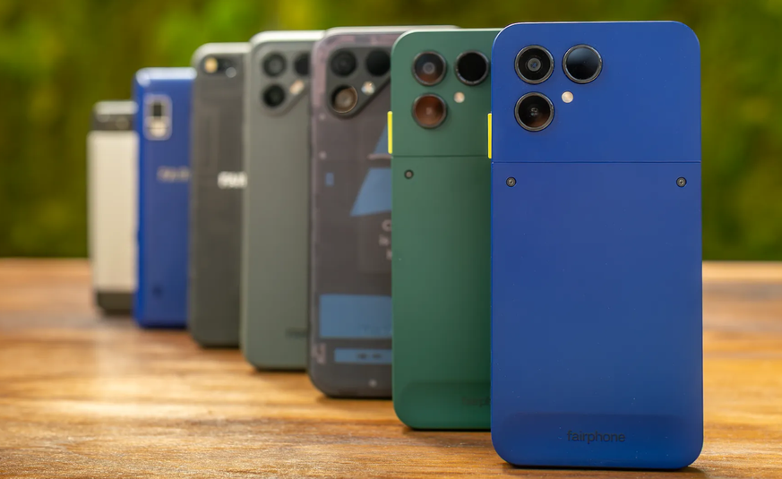 Photo de famille: les Fairphone ont beaucoup évolué au fil des ans.