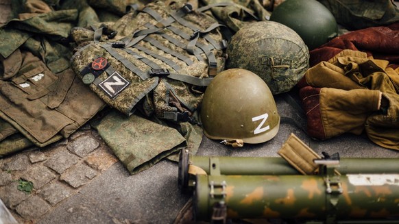 DNIPRO, UKRAINE - JULY 23: The equipment with Russian military markings during an exhibition on European Square on July 23, 2023 in Dnipro, Ukraine. The exhibition, organized with the goal of raising  ...