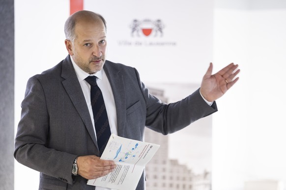 Gregoire Junod, Syndic de Lausanne, parle lors d&#039;une conference de presse pour la mise a l&#039;enquete du plan d&#039;affectation de la Rasude ce lundi, 17 novembre 2025 a Lausanne. Le plan d&#0 ...