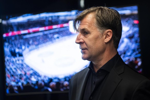 Petr Svoboda, directeur des operations hockey du Lausanne Hockey Club, parle aux journalistes lors d&#039;une conference de presse du Lausanne Hockey Club, LHC, a la vaudoise arena le mercredi 27 mai  ...