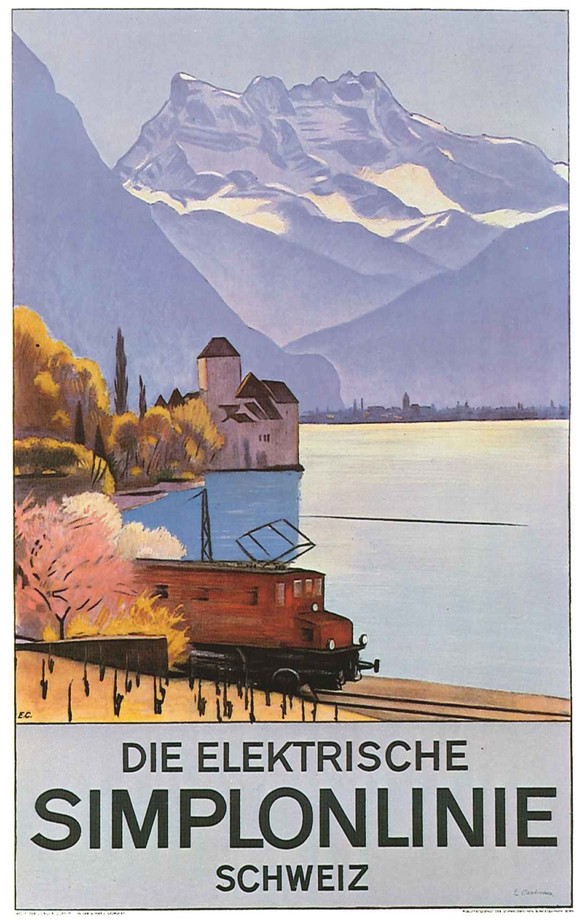 Image promouvant le tourisme en Suisse, datant de 1928.