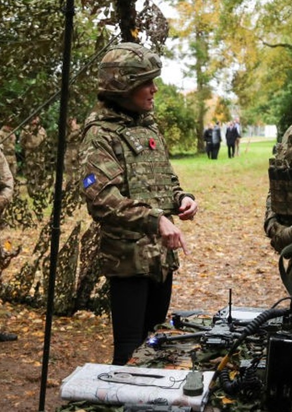 DEREHAM, ENGLAND - NOVEMBER 8: Catherine, Princess of Wales visits The Queen's Dragoon Guards Regiment for the first time as their Colonel in Chief on November 8, 2023 in Dereham, England. (Photo ...