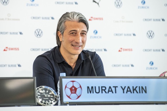 Der Schweizer Fussball Nationaltrainer, Murat Yakin anlaesslich der Kaderbekanntgabe des Maenner Nationalteams fuer die EM-Qualifikationsspiele gegen Andorra und Rumaenien am Mittwoch, 31.Mai 2023 in  ...