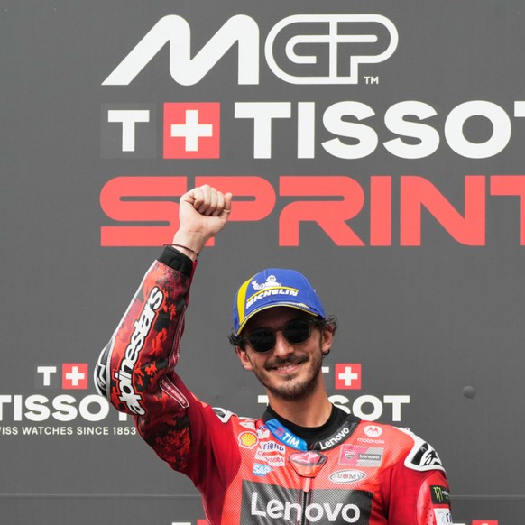 La joie de Francesco Bagnaia, vainqueur du sprint à Sepang