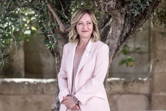 FASANO, ITALY - JUNE 13: Italy's Prime Minister Giorgia Meloni awaits for the arrivals of the G7 leaders during the first day of the G7 meeting at Borgo Egnazia resort, on June 13, 2024 in Fasano ...