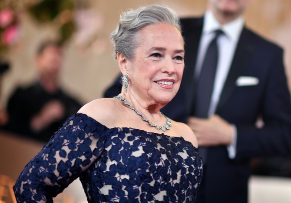 Kathy Bates arrives at the 83rd Golden Globes on Sunday, Jan. 11, 2026, at the Beverly Hilton in Beverly Hills, Calif. (Photo by Richard Shotwell/Invision/AP)
Kathy Bates