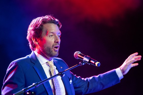 Democratic candidate for governor Joe Cunningham declares victory over state Sen. Mia McLeod in the primary race at the Music Farm in Charleston, S.C., on Tuesday, June 14, 2022. (Joshua Boucher/The S ...