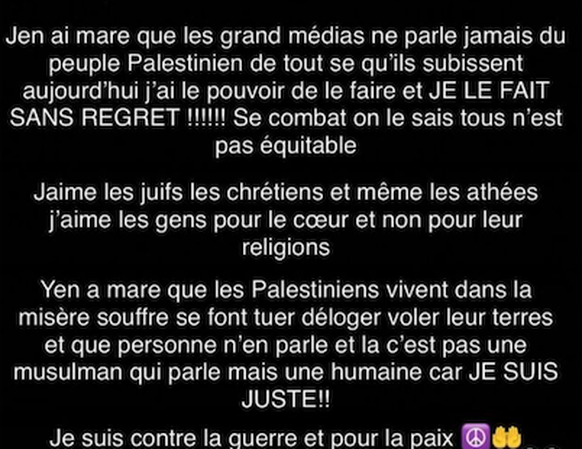 Source: story instagram de Maeva Ghennam.