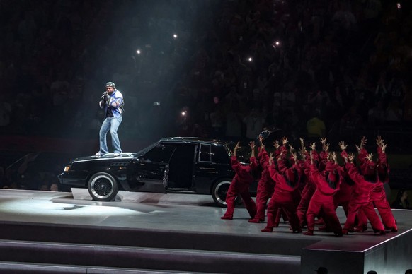 Kendrick Lamar performs at Super Bowl LIX at Caesars Superdome on February 09, 2025 in New Orleans, Louisiana. (Photo by Christopher Polk/Penske Media via Getty Images)