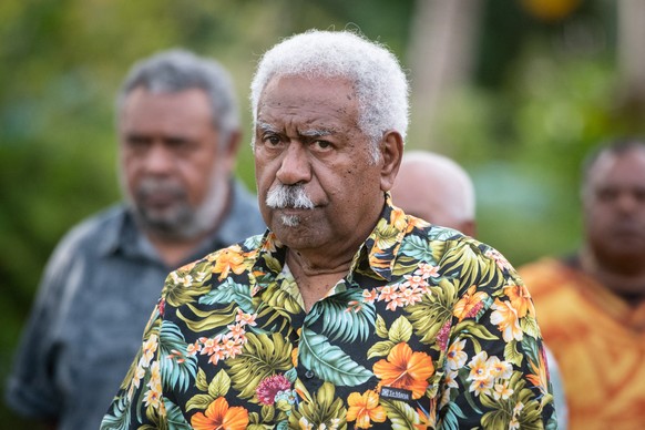 President of Congress of New Caledonia Roch Wamytan attends a press conference of the Front de Liberation Nationale Kanak et Socialiste (FLNKS) in Dumbea, in the French Pacific territory of New Caledo ...