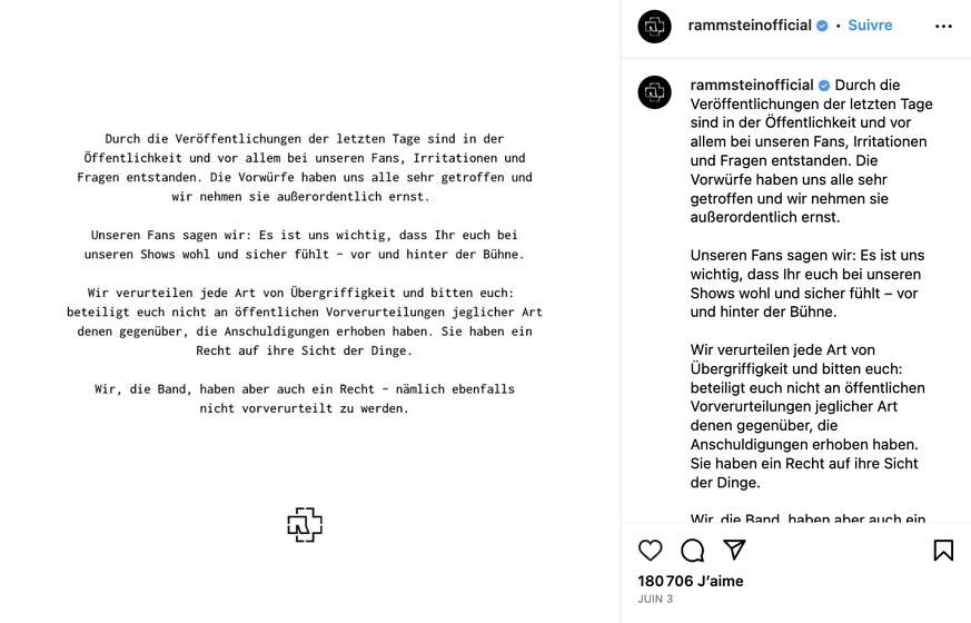 publication instagram Rammstein