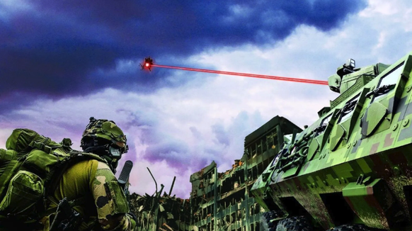 Une représentation graphique de l'arme laser Talos: elle est destinée à abattre des drones et des missiles.