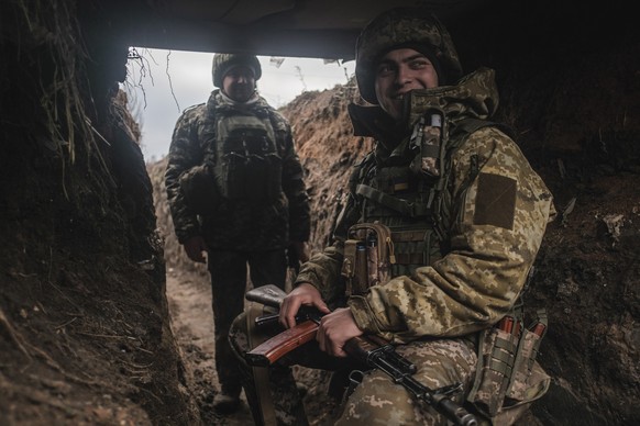 Une tranchée ukrainienne près de Bakhmout.