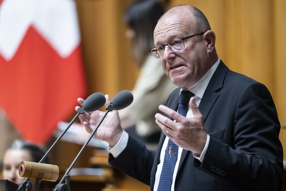Jean-Luc Addor, SVP-VS, spricht zur Grossen Kammer an der Sommersession der Eidgenoessischen Raete, am Mittwoch, 31. Mai 2023 im Nationalrat in Bern. (KEYSTONE/Alessandro della Valle)