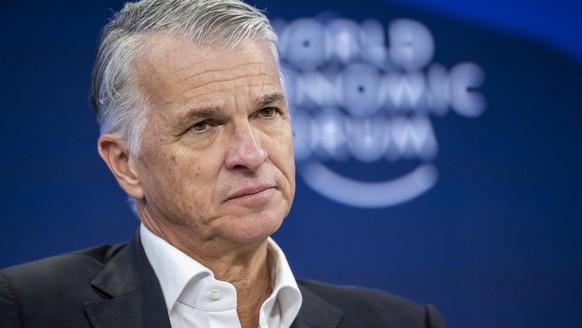 epa12667287 Group CEO of UBS Group AG Sergio P. Ermotti speaks during a panel discussion during the 56th annual meeting of the World Economic Forum (WEF) in Davos, Switzerland, 21 January 2026. The me ...