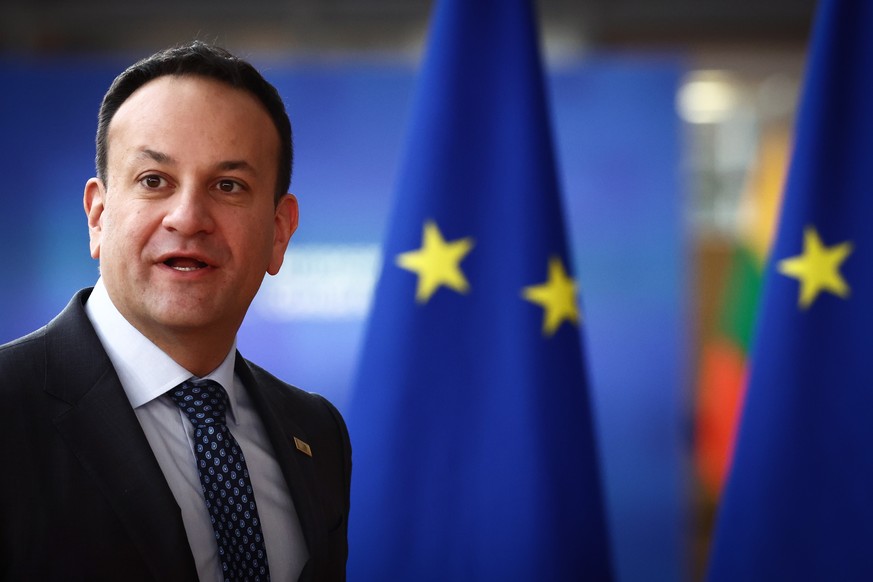 epa11231102 (FILE) - Ireland's Prime Minister (Taoiseach) Leo Varadkar arrives for the second day of an EU Summit in Brussels, Belgium, 24 March 2023 (reissued 20 March 2024). Varadkar on 20 Marc ...