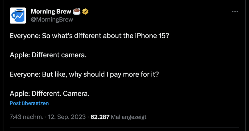 Meme zur Apple-Keynote und dem von Android-Usern belächelten iPhone 15.