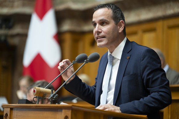 Nationalrat Giorgio Fonio, Mitte-TI, spricht bei der Debatte "20.037 EU-Migrations- und -Asylpakt", waehrend der Sommersession der Eidgenoessischen Raete, am Donnerstag, 19. Juni 2025 im Nat ...